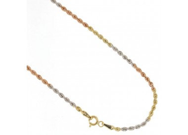 COLLANA DA DONNA IN ORO GIALLO BIANCO E ROSA 18 KT