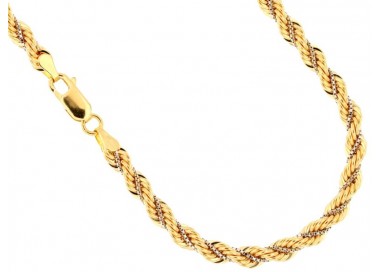 COLLANA CORDA FUNE TORCHON IN ORO GIALLO E BIANCO 18 KT