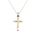 COLLANA ORO BIANCO 18 KT CON CROCIFISSO ORO BIANCO E GIALLO 18 KT