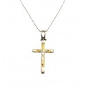 COLLANA ORO BIANCO 18 KT CON CROCIFISSO ORO BIANCO E GIALLO 18 KT