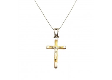 COLLANA ORO BIANCO 18 KT CON CROCIFISSO ORO BIANCO E GIALLO 18 KT