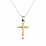 COLLANA ORO BIANCO 18 KT CON CROCIFISSO ORO BIANCO E GIALLO 18 KT