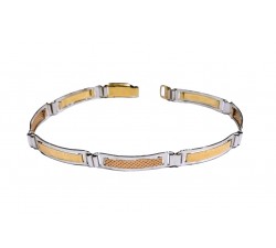 BRACCIALE UOMO PIASTRE IN ORO GIALLO BIANCO E ROSA 18 KT