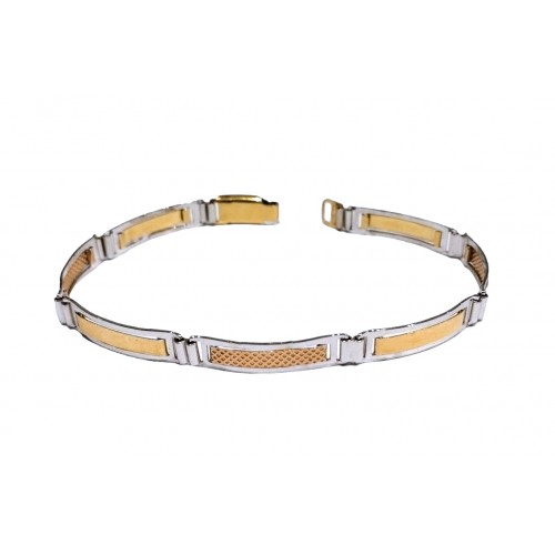 BRACCIALE UOMO PIASTRE IN ORO GIALLO BIANCO E ROSA 18 KT