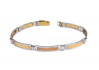 BRACCIALE UOMO PIASTRE IN ORO GIALLO BIANCO E ROSA 18 KT