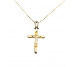 COLLANA ORO GIALLO 18 KT CON CROCIFISSO ORO 18 KT BICOLORE