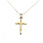 COLLANA ORO GIALLO 18 KT CON CROCIFISSO ORO 18 KT BICOLORE