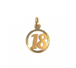 CIONDOLO PORTAFORTUNA NUMERO 18 IN ORO GIALLO 18 KT +COLLANA OMAGGIO