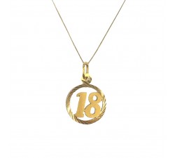 COLLANA CON PORTAFORTUNA NUMERO 18 IN ORO GIALLO 18 KT