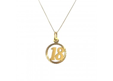 COLLANA CON PORTAFORTUNA NUMERO 18 IN ORO GIALLO 18 KT