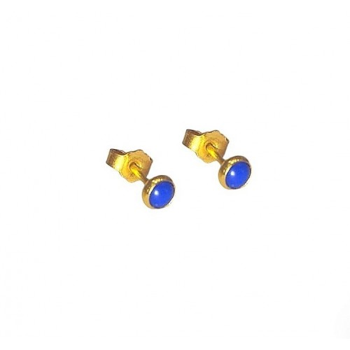 ORECCHINI ORO GIALLO 18 KT CON PIETRA AZZURRA