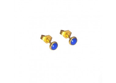 ORECCHINI ORO GIALLO 18 KT CON PIETRA AZZURRA