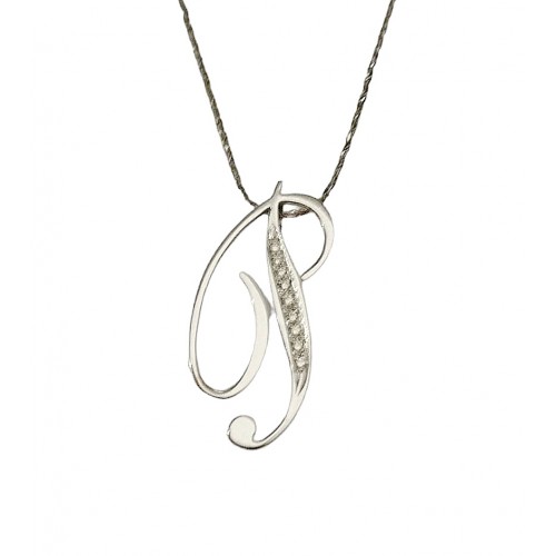 COLLANA CON LETTERA P IN ORO BIANCO 18 KT CON DIAMANTI