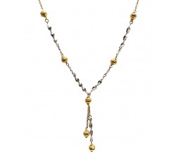 COLLANA PENDENTE TORCHON IN ORO BIANCO E GIALLO 18 KT CON SFERE