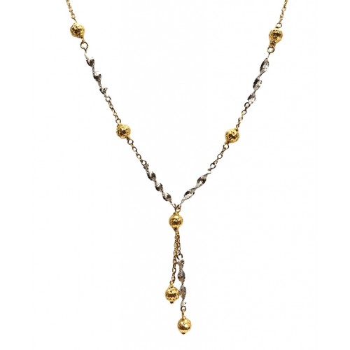 COLLANA PENDENTE TORCHON IN ORO BIANCO E GIALLO 18 KT CON SFERE