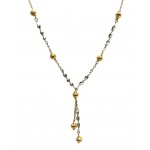 COLLANA PENDENTE TORCHON IN ORO BIANCO E GIALLO 18 KT CON SFERE