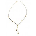 COLLANA PENDENTE TORCHON IN ORO BIANCO E GIALLO 18 KT CON SFERE