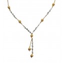 COLLANA PENDENTE TORCHON IN ORO BIANCO E GIALLO 18 KT CON SFERE