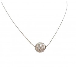 COLLANA SFERA IN ORO BIANCO 18 KT CON ZIRCONI TAGLIO BRILLANTE