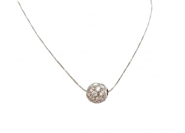 COLLANA SFERA IN ORO BIANCO 18 KT CON ZIRCONI TAGLIO BRILLANTE