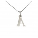 COLLANA UNISEX IN ORO BIANCO 18 KT CON LETTERA INIZIALE A