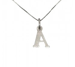 COLLANA UNISEX IN ORO BIANCO 18 KT CON LETTERA INIZIALE A