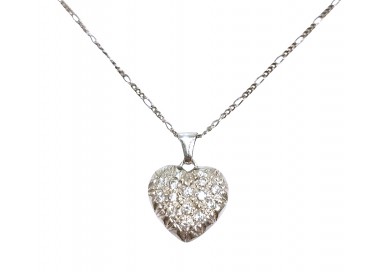 COLLANA DA DONNA CON CUORE IN ORO BIANCO 18 KT CON ZIRCONI TAGLIO BRILLANTE