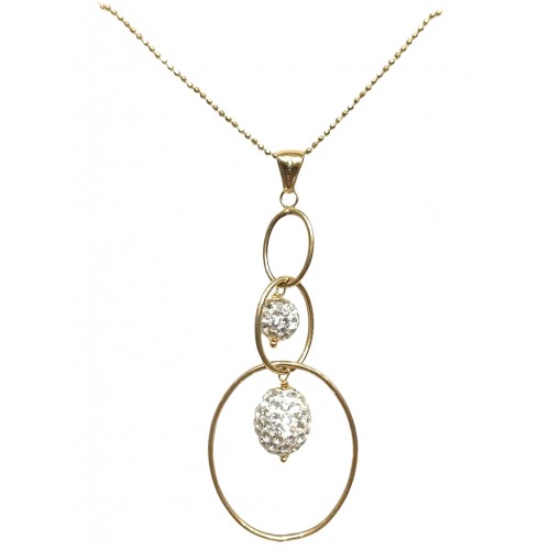 COLLANA DA DONNA ORO GIALLO 18 KT CON SFERE E ZIRCONI BIANCHI