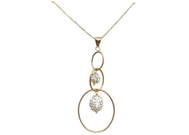 COLLANA DA DONNA ORO GIALLO 18 KT CON SFERE E ZIRCONI BIANCHI