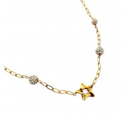 COLLANA DA DONNA CON STELLA IN ORO GIALLO 18 KT E SFERE DI ZIRCONI TAGLIO BRILLANTE