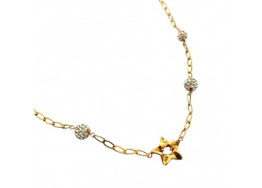 COLLANA DA DONNA CON STELLA IN ORO GIALLO 18 KT E SFERE DI ZIRCONI TAGLIO BRILLANTE