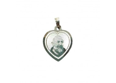 CIONDOLO CUORE PADRE SAN PIO IN ORO BIANCO 18 KT + COLLANA IN OMAGGIO