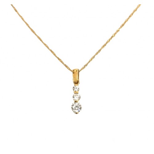 COLLANA TRILOGY IN ORO GIALLO 18 KT CON ZIRCONI BIANCHI TAGLIO BRILLANTE