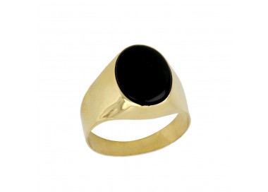 ANELLO DA UOMO CON ONICE IN ORO GIALLO 18 KT