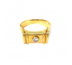 ANELLO SOLITARIO DA UOMO IN ORO GIALLO 18 KT CON ZIRCONE TAGLIO BRILLANTE 