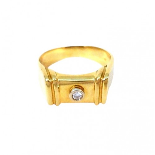 ANELLO SOLITARIO DA UOMO IN ORO GIALLO 18 KT CON ZIRCONE TAGLIO BRILLANTE 