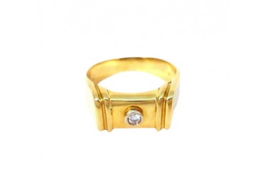 ANELLO SOLITARIO DA UOMO IN ORO GIALLO 18 KT CON ZIRCONE TAGLIO BRILLANTE