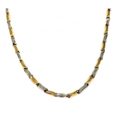 COLLANA TUBOLARE DA UOMO IN ORO BIANCO E GIALLO 18 KT