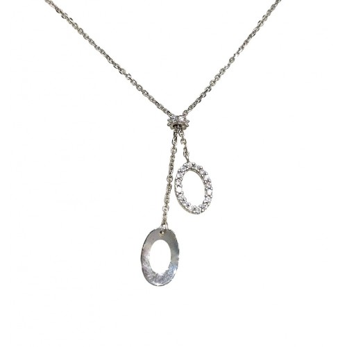 COLLANA DONNA IN ORO BIANCO 18 KT CON ZIRCONI BIANCHI TAGLIO BRILLANTI