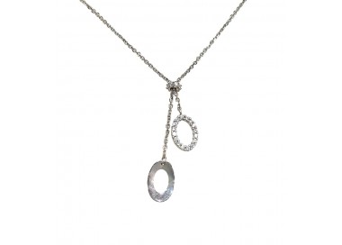 COLLANA DONNA IN ORO BIANCO 18 KT CON ZIRCONI BIANCHI TAGLIO BRILLANTI