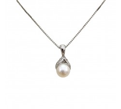 COLLANA DA DONNA IN ORO BIANCO 18 KT CON PERLA