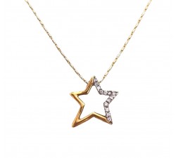 COLLANA STELLA IN ORO GIALLO E BIANCO 18 KTCON ZIROCNI TAGLIO BRILLANTE