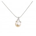 COLLANA DA DONNA IN ORO BIANCO 18 KT CON PERLA E ZIRCONE TAGLIO BRILLANTE