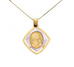 COLLANA CON MADONNA IN ORO GIALLO E BIANCO 18 KT