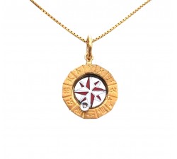 COLLANA UOMO CON BUSSOLA ROSA DEI VENTI IN ORO GIALLO E BIANCO 18 KT