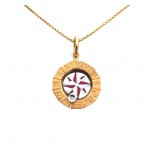 COLLANA UOMO CON BUSSOLE E ROSA DEI VENTI IN ORO GIALLO E BIANCO 18 KT