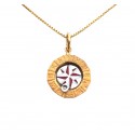 COLLANA UOMO CON BUSSOLE E ROSA DEI VENTI IN ORO GIALLO E BIANCO 18 KT