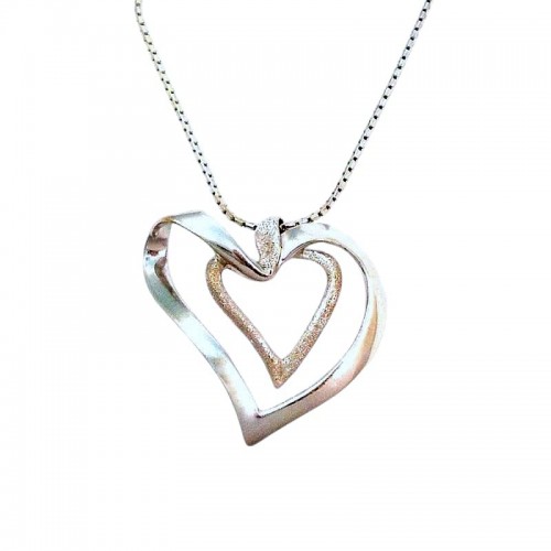 COLLANA IN ORO BIANCO 18 KT CON CIONDOLO CUORE