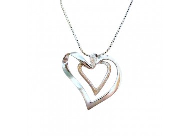 COLLANA IN ORO BIANCO 18 KT CON CIONDOLO CUORE