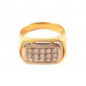 ANELLO PAVE' IN ORO GIALLO E BIANCO 18 KT CON 15 DIAMANTI